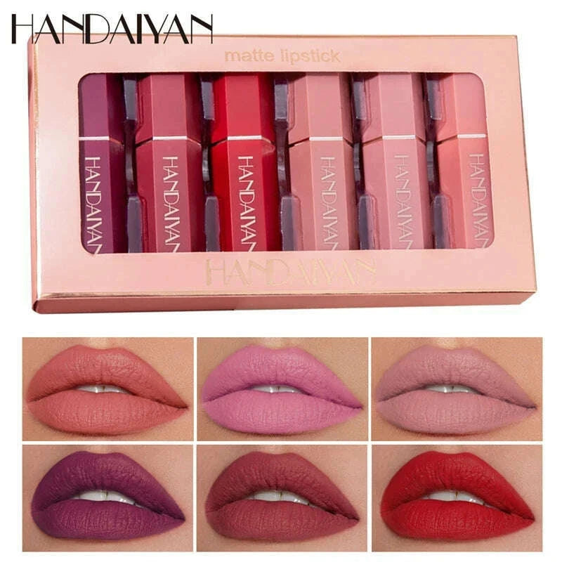 handaiyan-6pcsbox-velvet-matte-lipstick-kit-lips-makeup-nude-lip-stick-make-up-cosmetics-foggy-matt-tint-lip-balm-cream-pigment-kimlud-kimlud-33913914