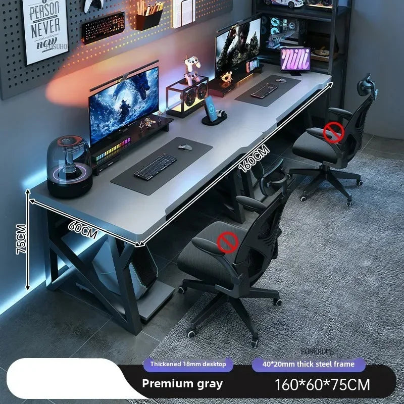 L-Shaped Double Computer Desk Home Office — Black | KIMLUD