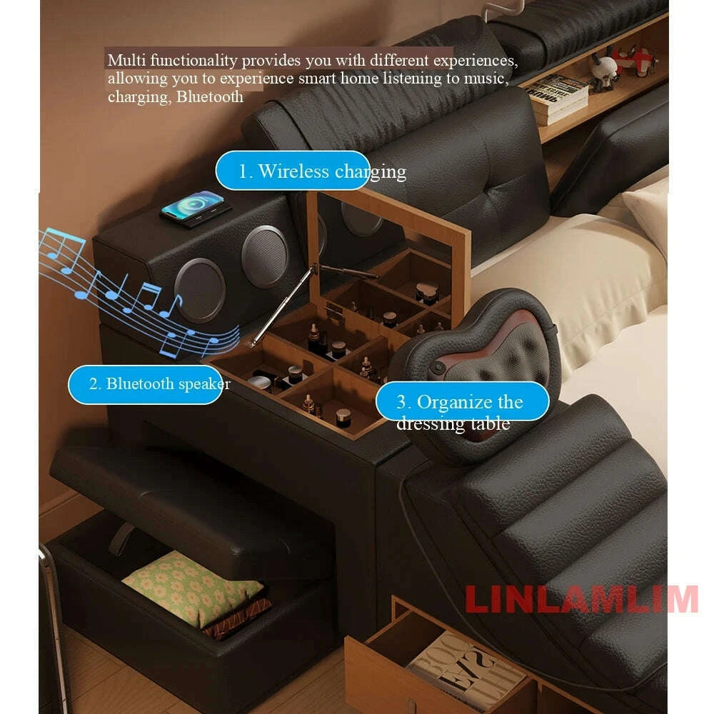 luxury-tech-smart-multifunctional-bed-with-massage-chair-bluetooth-speakers-projector-usb-–-modern-upholstered-king-size-bedkimlud-womens-fashion-34603537