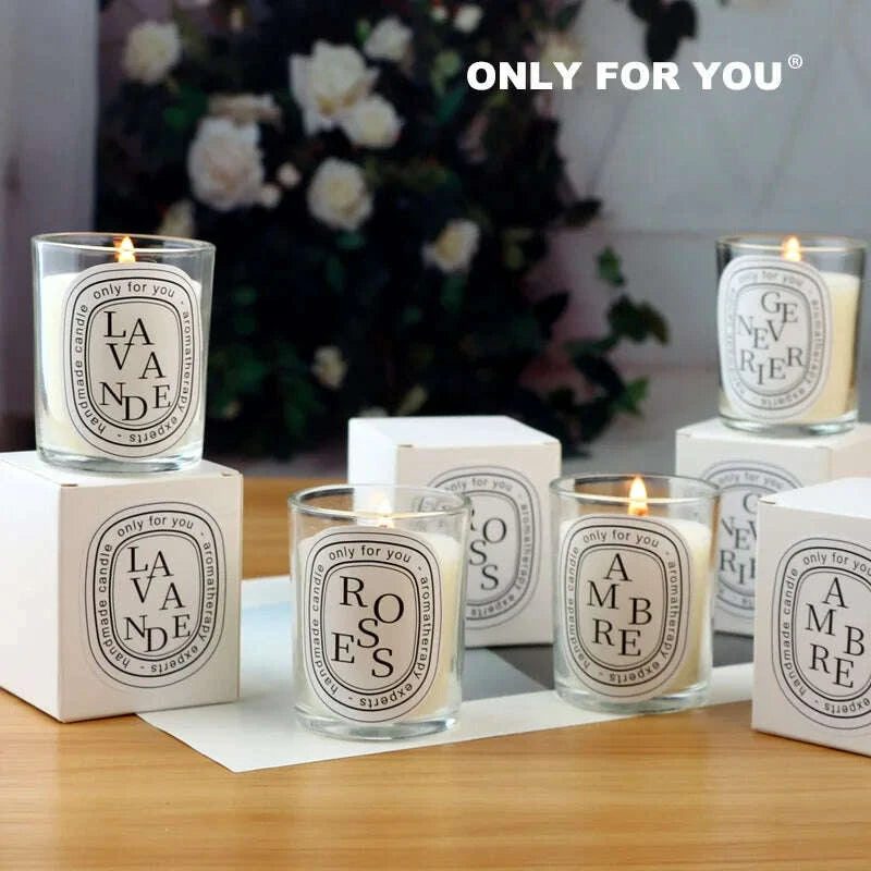 KIMLUD, Clear scented candle companion gift return gift fragrance European style romantic candle lamp table incense handmade soy wax, KIMLUD Womens Clothes