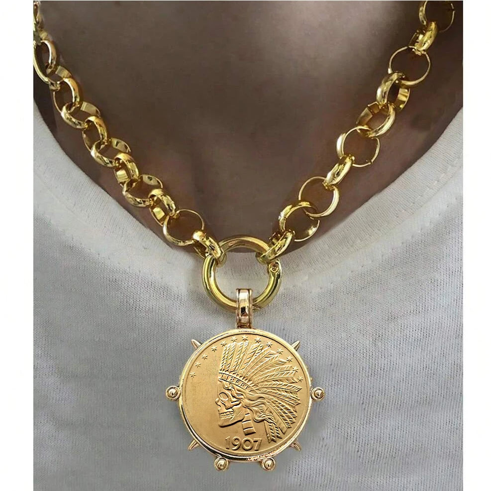 Copper Gothic Cuban Chunky Necklace — Copper | KIMLUD