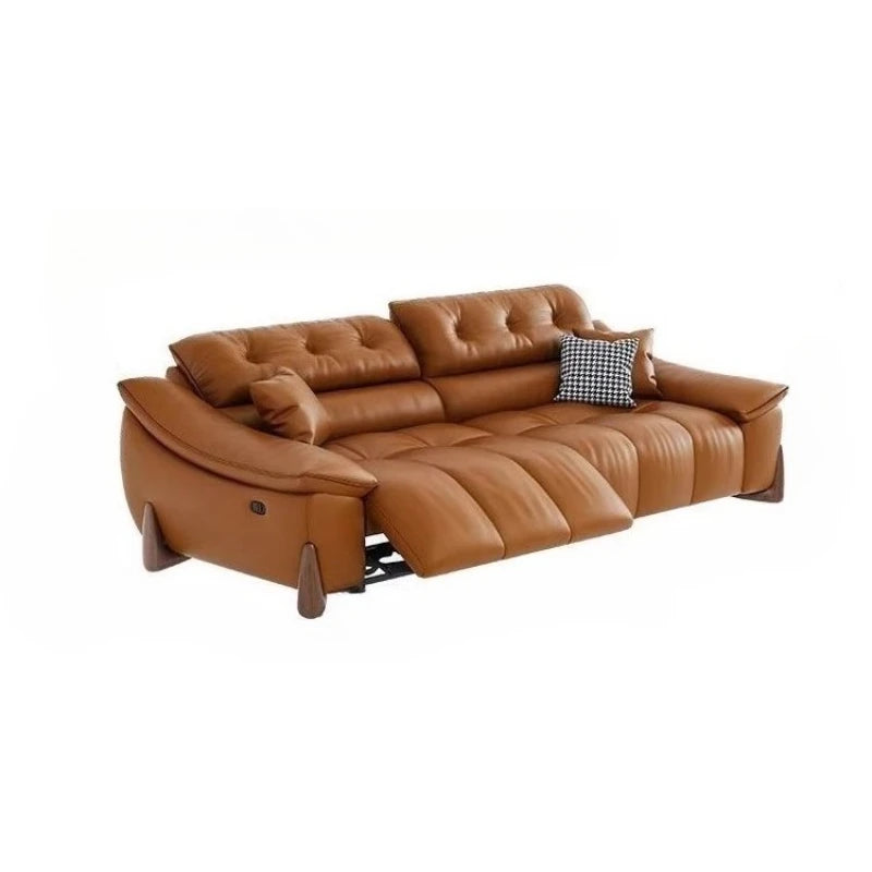 Velvet Waterproof Sofa Electric Sleeper Recliner, Armrest Loveseat, Modern Scandinavian Design — Caramel Tan | KIMLUD