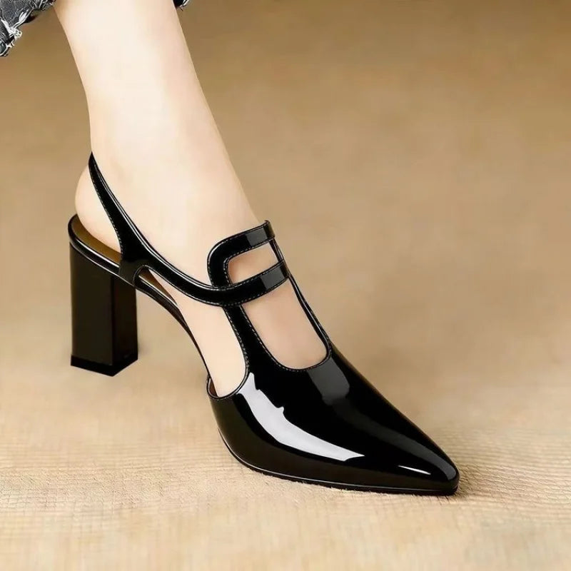 Women's Pumps – Pointed Toe Slingback – Patent Leather | KIMLUD