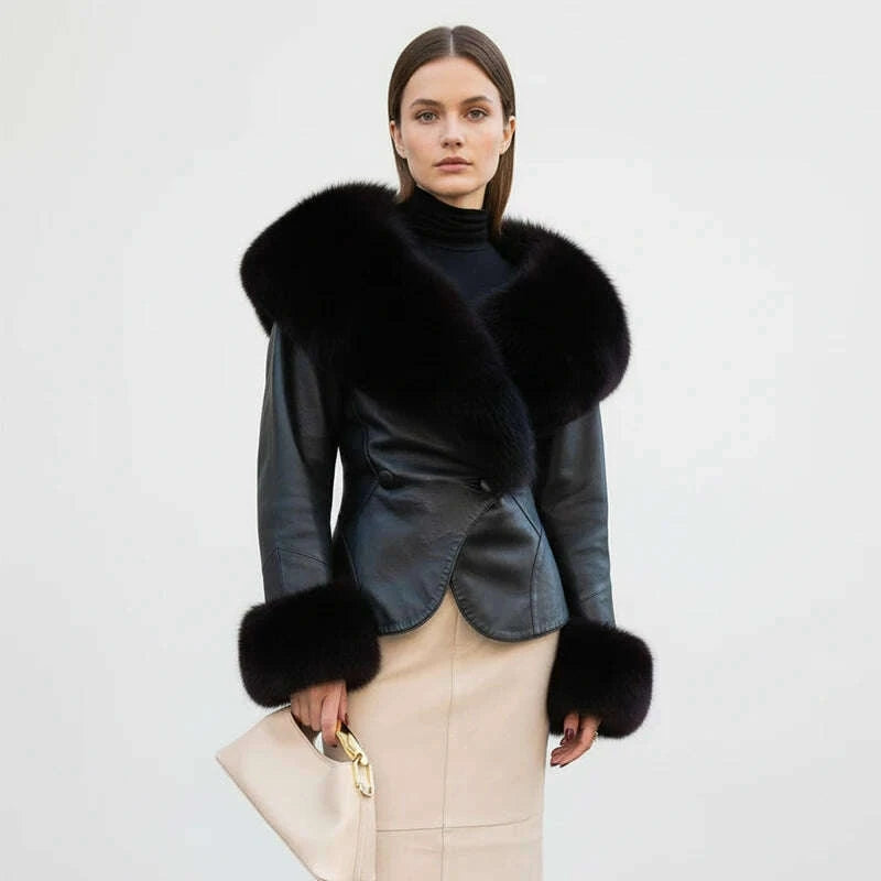 black-faux-fur-collar-leather-jacket-elegant-lapel-v-neck-waist-cinching-long-sleeved-short-coats-lady-winter-commute-coat-2025kimludkimlud-35573200