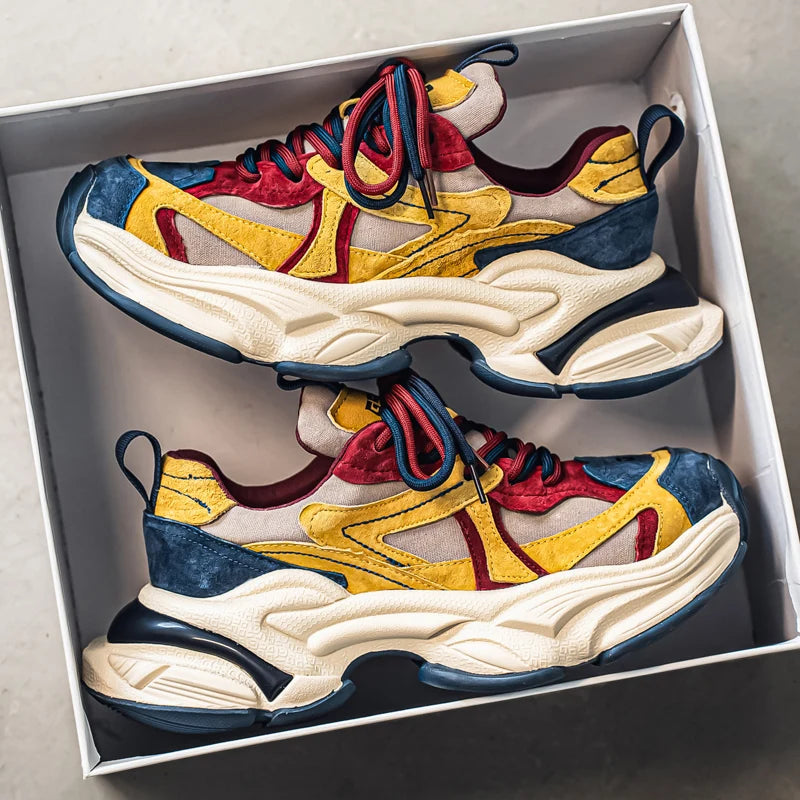 Lacing up Men's and Women's Couple Sport Shoes 2025 Thick Sole Luxury Design Casual Retro Dirty Casual Sneakers Breathable Upper