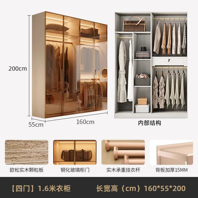 Fabric Open Closet Display Wooden Minimalist Modern Wardrobe Jewelry Cube Modular Wearable Storage Guarda Roupa Salon Furniture