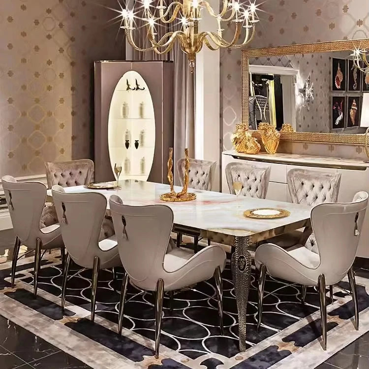 Stainless Steel Ceramic Dining Table Set — White | KIMLUD