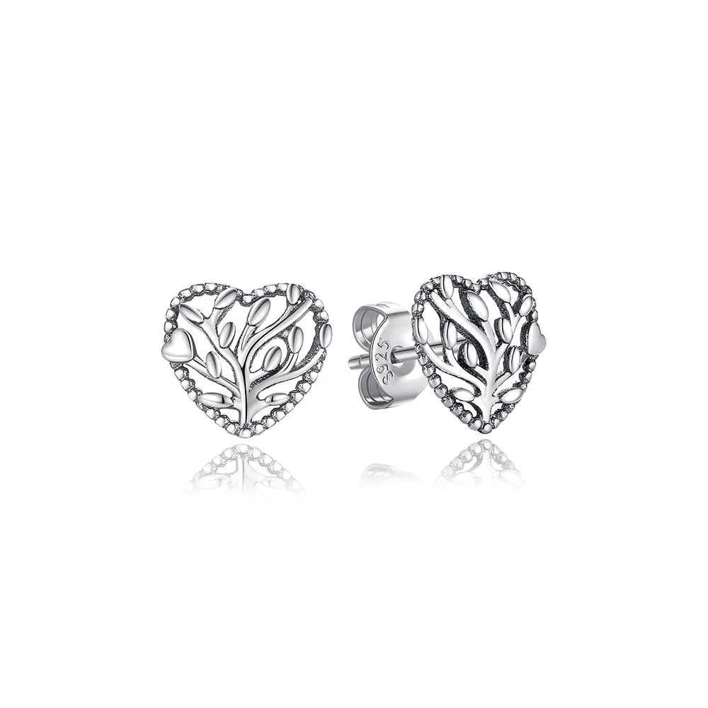 Sterling Silver Stud Hoop Earrings Crown Heart Bee — Rose Gold | KIMLUD