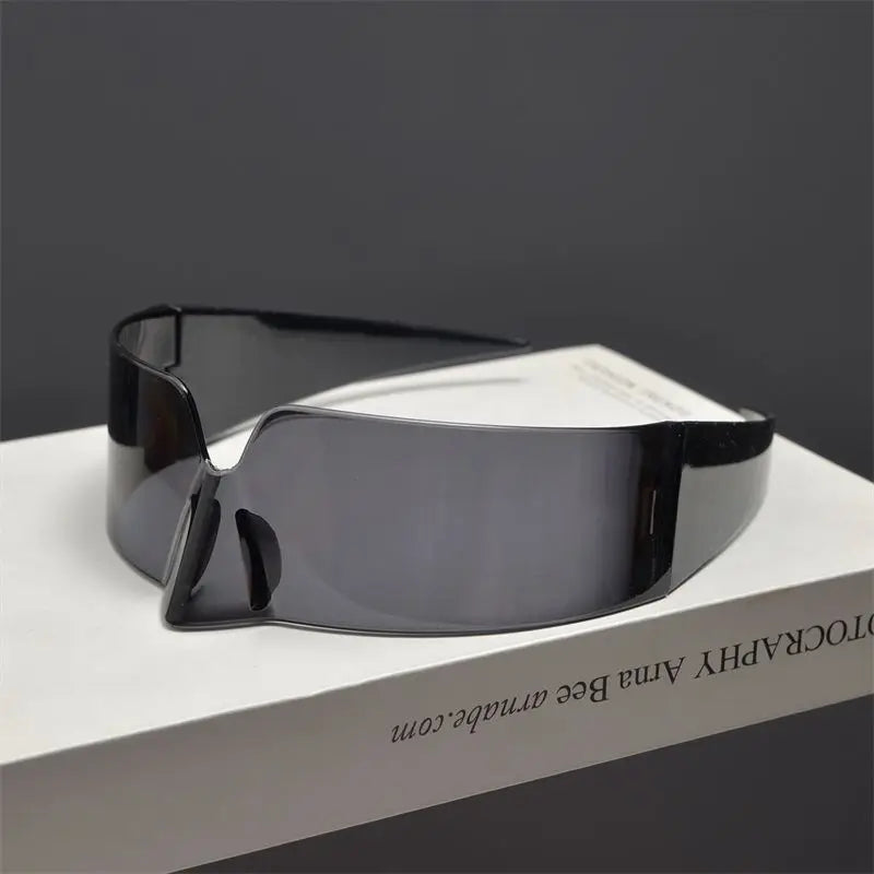 Cyberpunk Frameless Resin Sunglasses — Red | KIMLUD