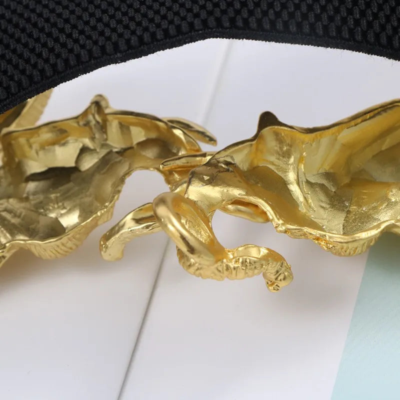 Belt – Gold Elephant Leather – Elastic Dress Belt – Gold | KIMLUD