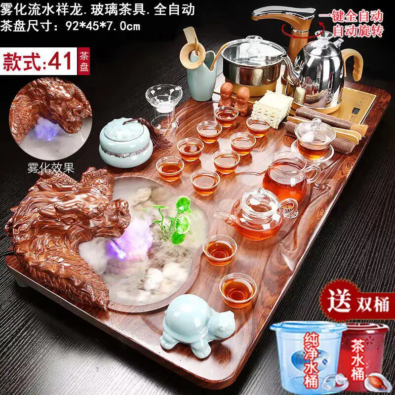 Luxury Rectangle Tea Tray Hospitality Ceremony Serving Accessories Drainage Tea Tray Chinese Kung Fu Bandejas Home Decorationgs