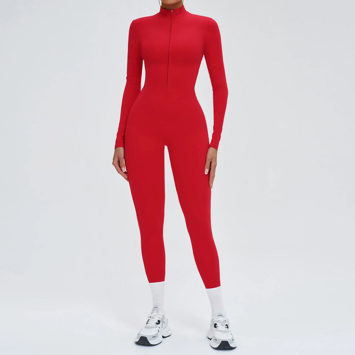 Yoga Jumpsuit – Seamless Zipper – Polyester Long Sleeve | KIMLUD