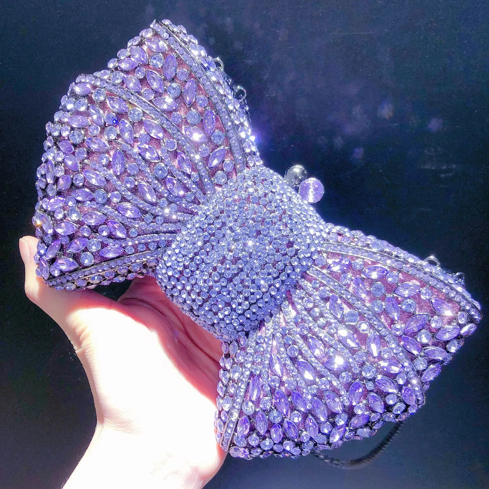 Crystal Rhinestone Bowtie Clutch Evening — Gold | KIMLUD