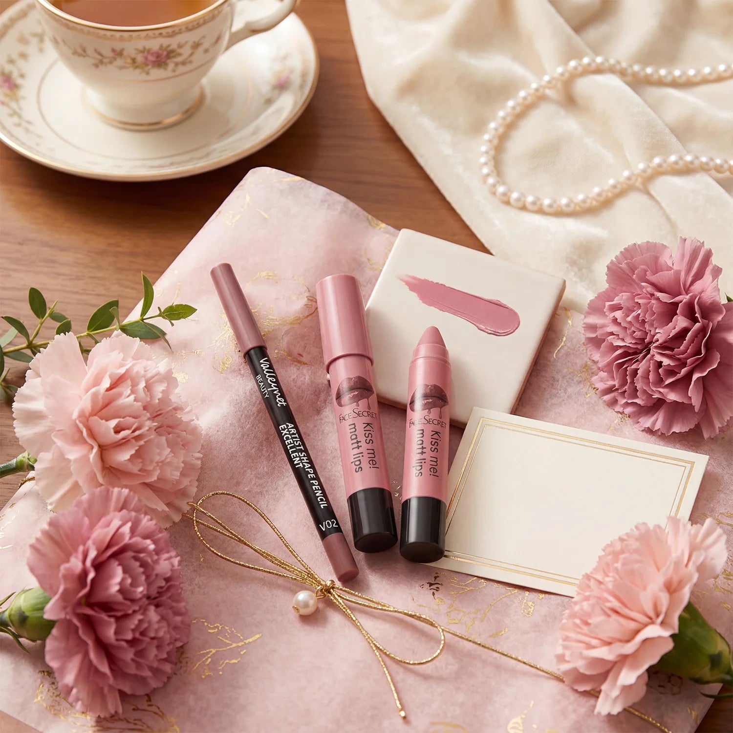 Lip Liner and Lipstick Set – Velvet Matte Finish – Natural | KIMLUD