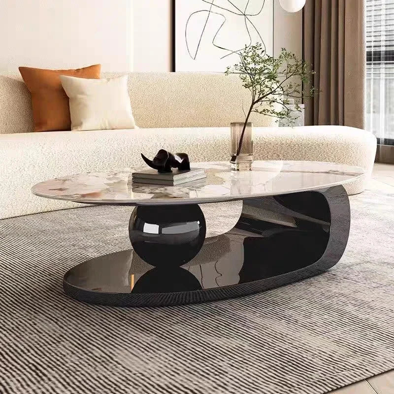 -Rock Slab Light Luxury Coffee Table Modern Minimalist Home Small House Italian Living Room Designer Oval Coffee Table Table