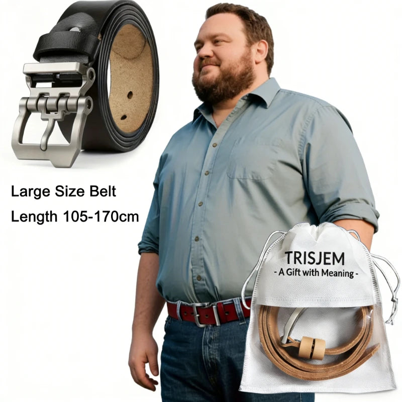 Large Size 140 150 160 170cm Men's Genuine Leather Belts Adjustable Formal Waistband for Jeans Pants Perfect Father'S Day Gift