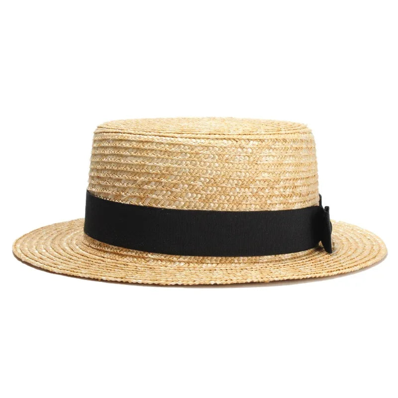 Wheat Straw Classic Boater Fedora Hat — Natural | KIMLUD