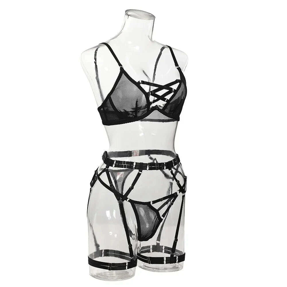 KIMLUD, Diccvicc Lingerie Women Set Bandage Bra Fancy Garter Belt Ethical Very Thin Underwear Uncensored Erotic Outfit Intimate Clothing, KIMLUD Womens Clothes