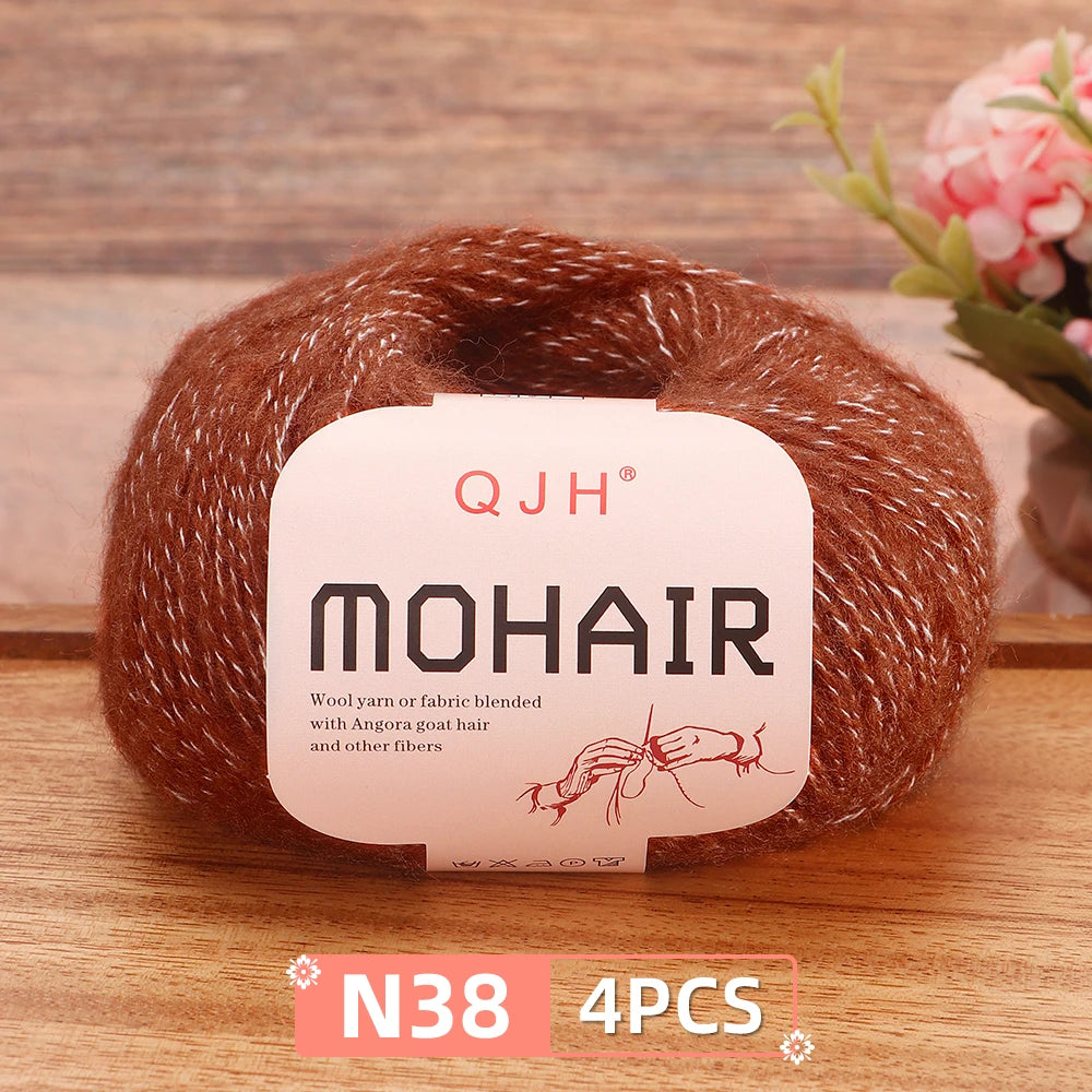 Mohair Yarn Set 4-Skein Bundle, 130m Each — Multicolor | KIMLUD
