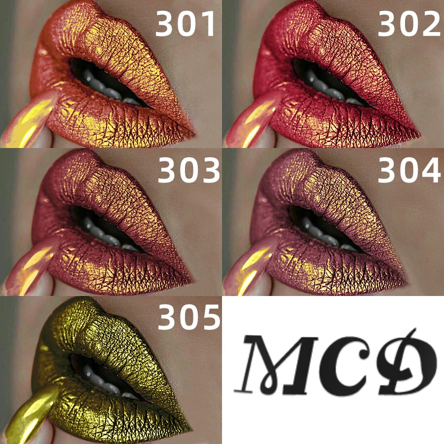 Pearlescent Metallic Lipstick Bold Glitter Long-Lasting Hydrating Comfort — Bronze-Gold | KIMLUD