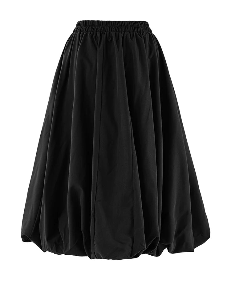 Skirt – High Elastic Waist – A-Line Silhouette – Khaki | KIMLUD
