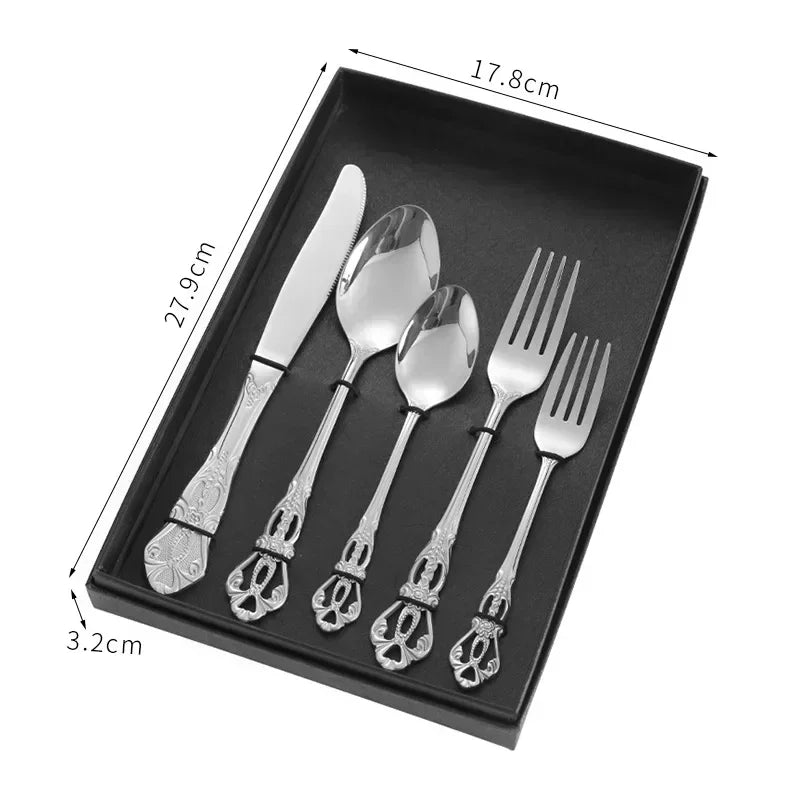 Gold-Plated Stainless Steel Cutlery Set Royal European Spoon Fork Collection — Golden | KIMLUD