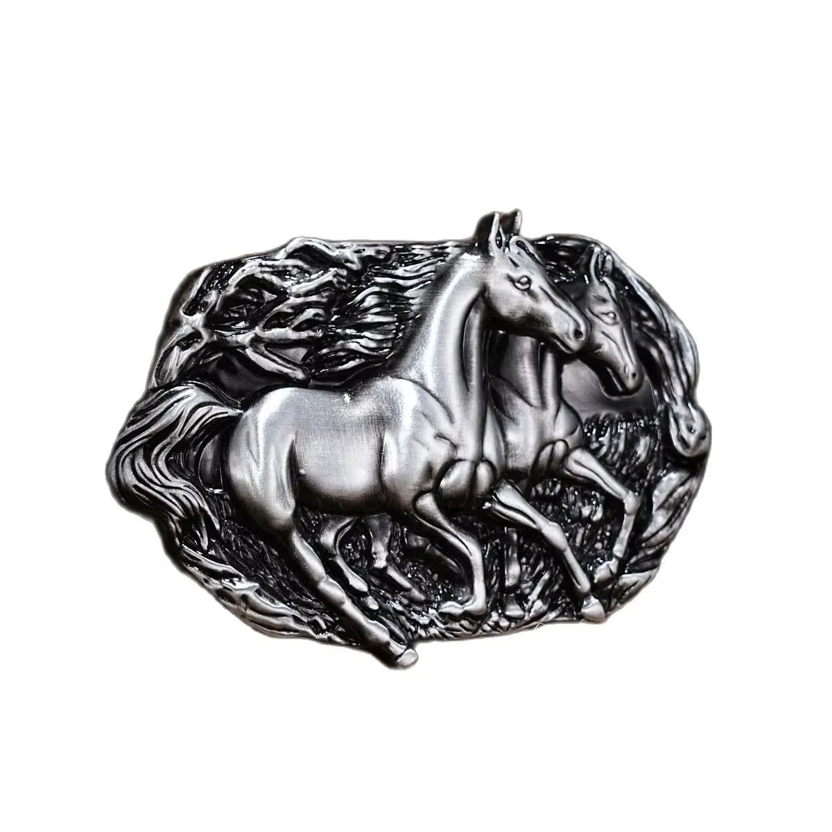 Belt Buckle – Western Cowboy Rodeo – Large – Silver | KIMLUD