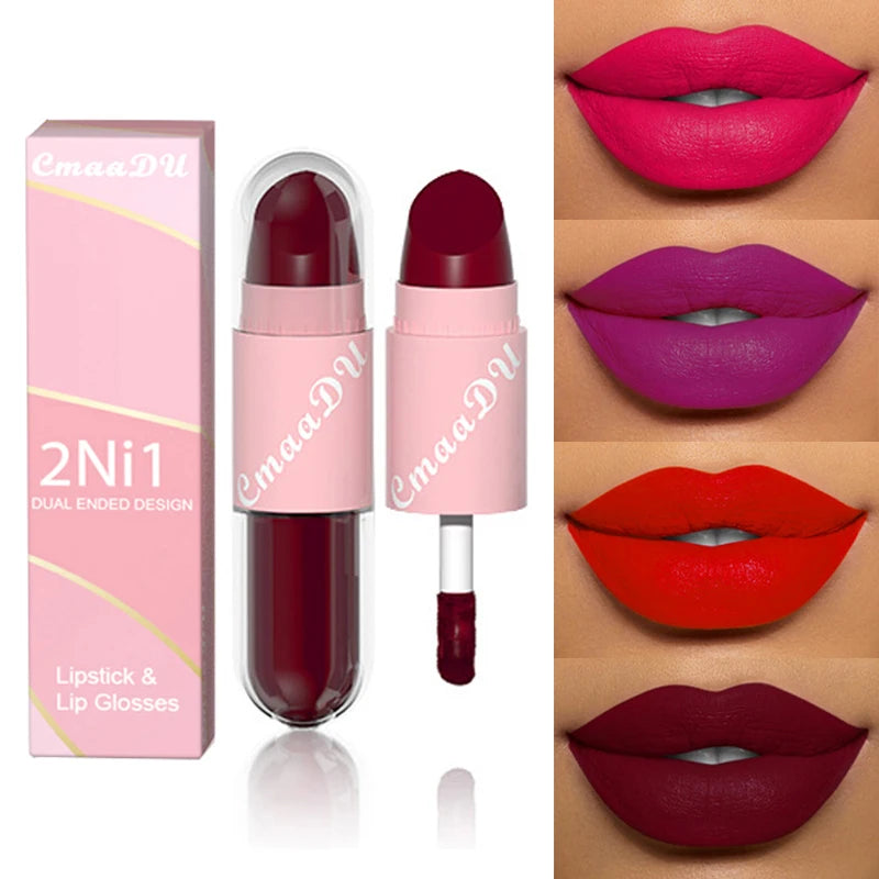 Liquid Lipstick – Matte Velvet – Double Head – Red Brown | KIMLUD