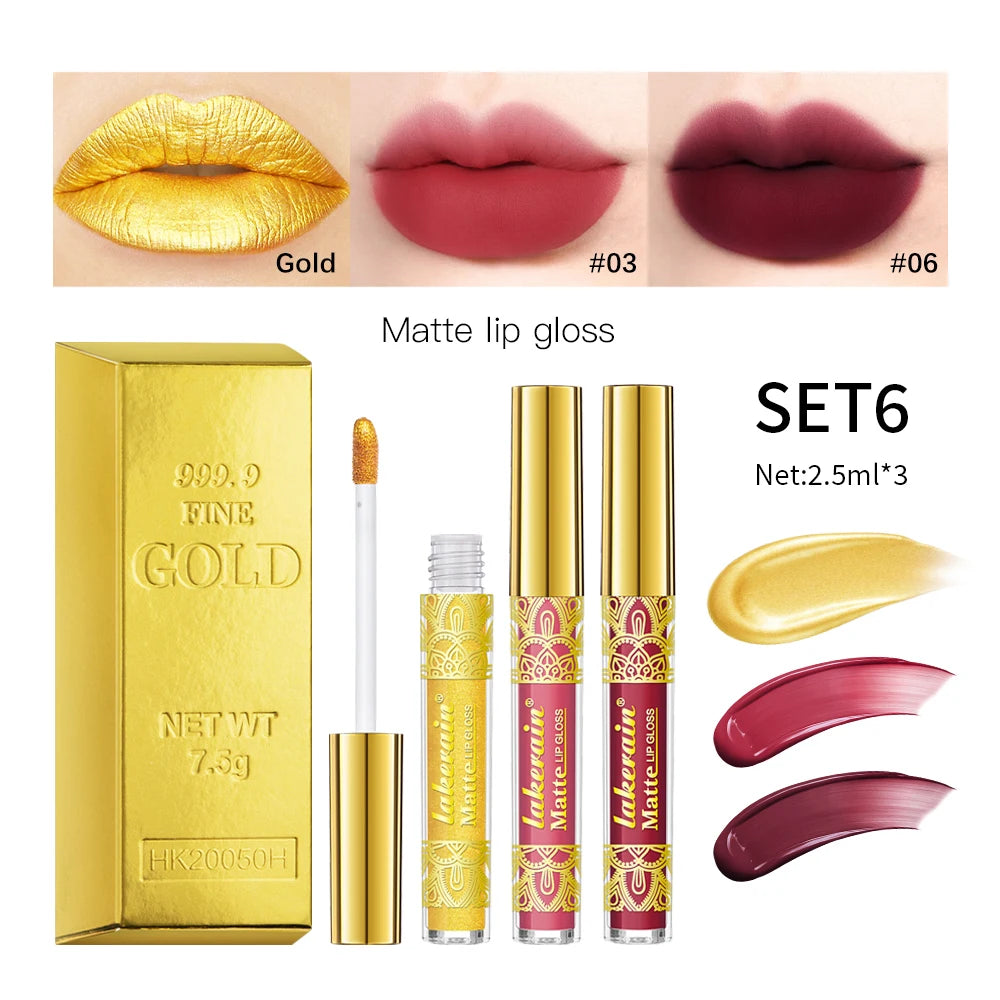 Golden Bar Lipstick Velvet Finish Intense Color — Gold | KIMLUD