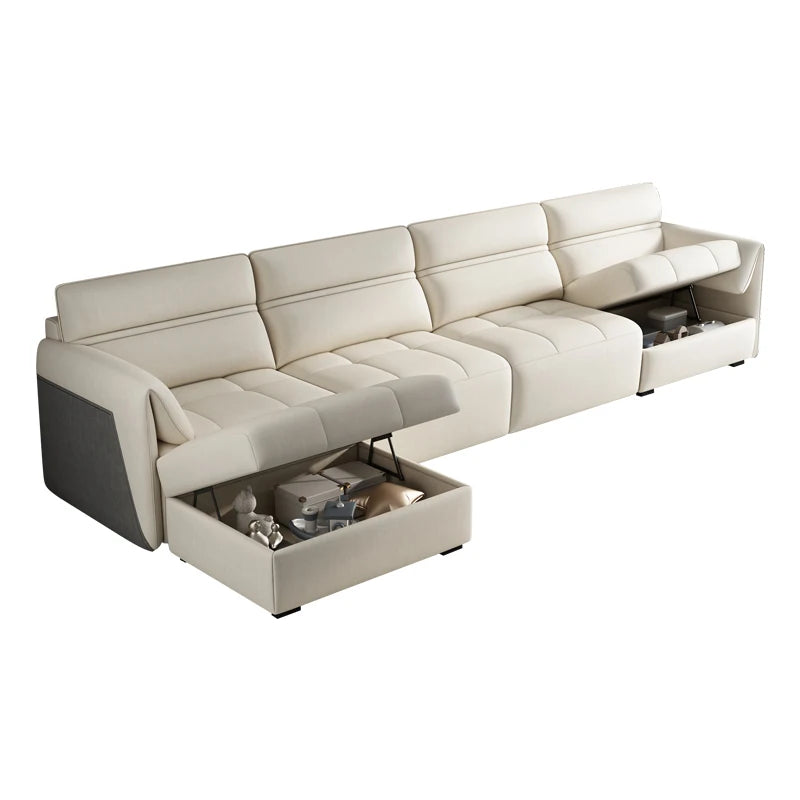 Multifunctional Storage Sofa With Concealed Storage And Sofa Bed — Creamy Ivory | KIMLUD
