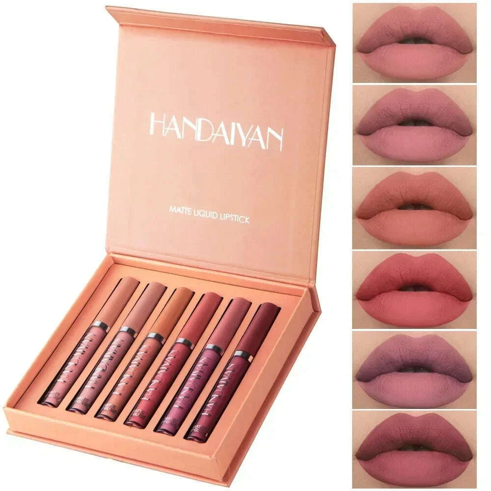 handaiyan-6-pcs-lipstick-set-make-up-for-women-non-stick-cup-waterproof-long-lasting-cosmetics-korean-makeup-matte-lipstick-kimlud-kimlud-33914996