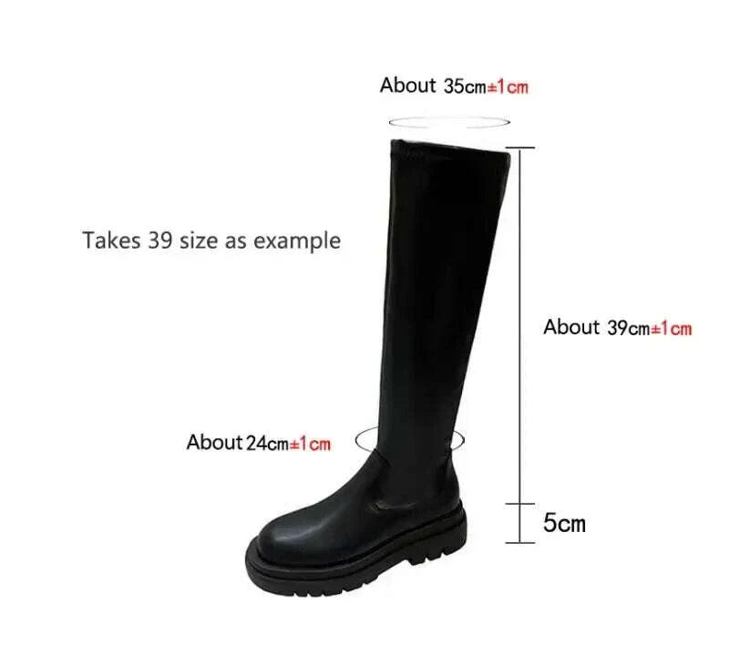 KIMLUD, Gladiator Motorcycles Over The Knee High Boots Women 2022 Winter New Platform Chelsea Female Shoes Designer Snow Stretch Botas, KIMLUD Womens Clothes