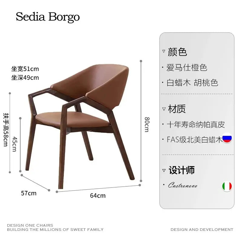 Nordic Chair Ivory Leather On Walnut Wood — Ivory | KIMLUD