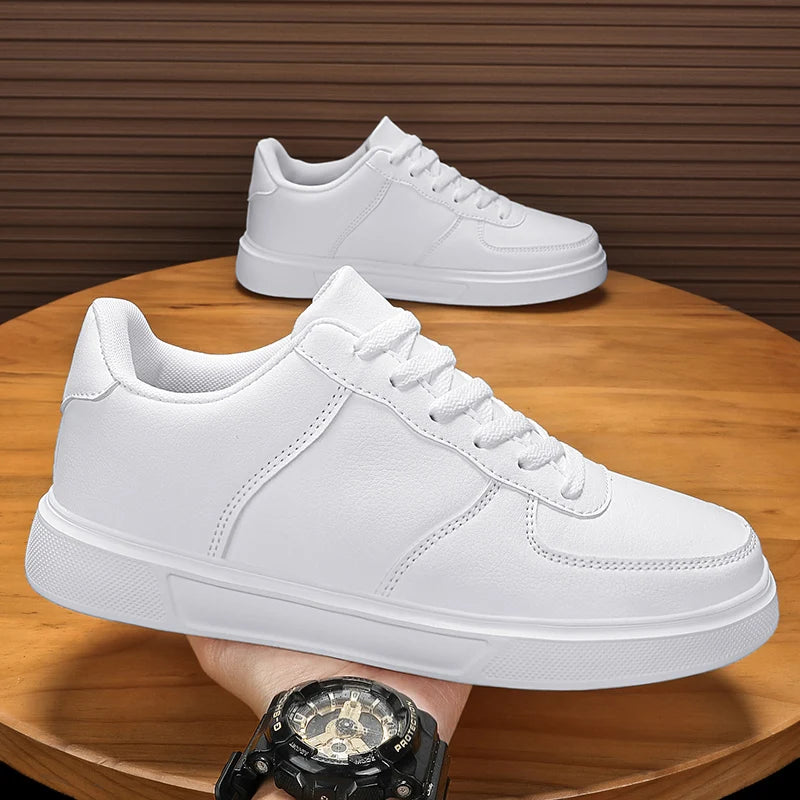 Leather Men White Sneakers Classics Breathable Comfort Casual Shoes Men Fashion Outdoor Running Shoes Couple Footwear Size 36-47