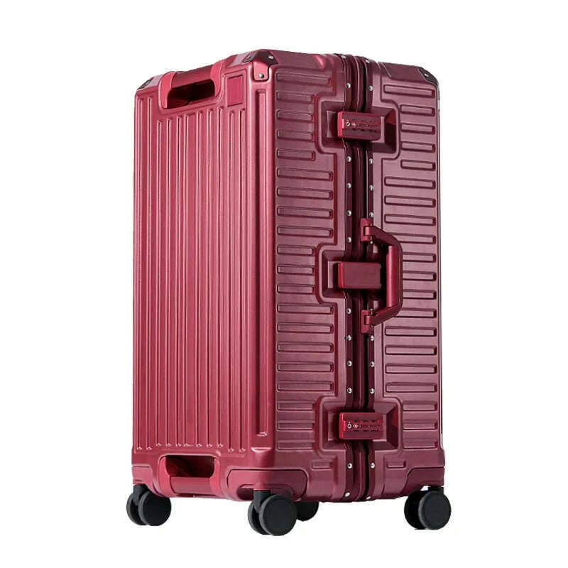 Suitcase Wide Handle Travel Suitcase Men 20 24 26 Carry-On Luggage Women PC Aluminum Frame Trolley Case