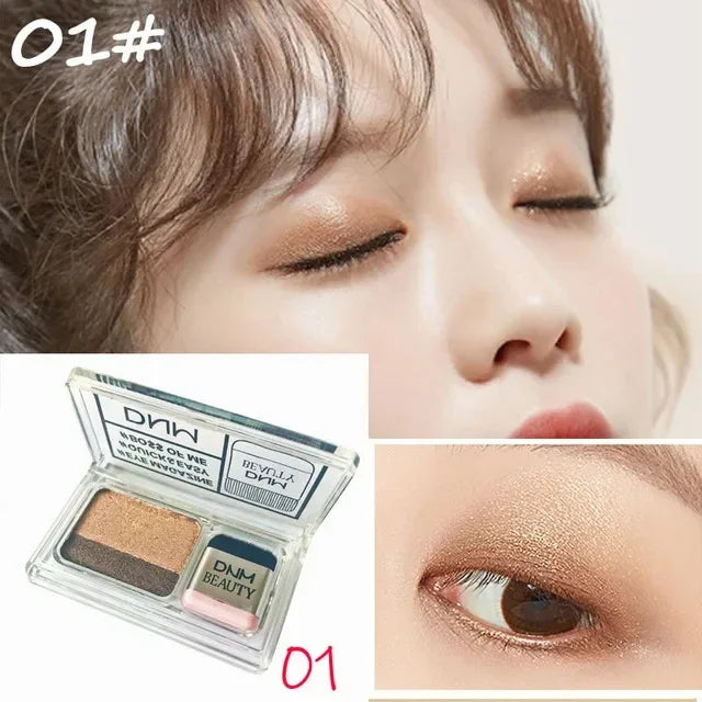 Two-color Matte Eye Shadow Double Small Box Lazy Eye Shadow Easy to Carry Eyeshadow Tray Professional Women's Cosmetics
