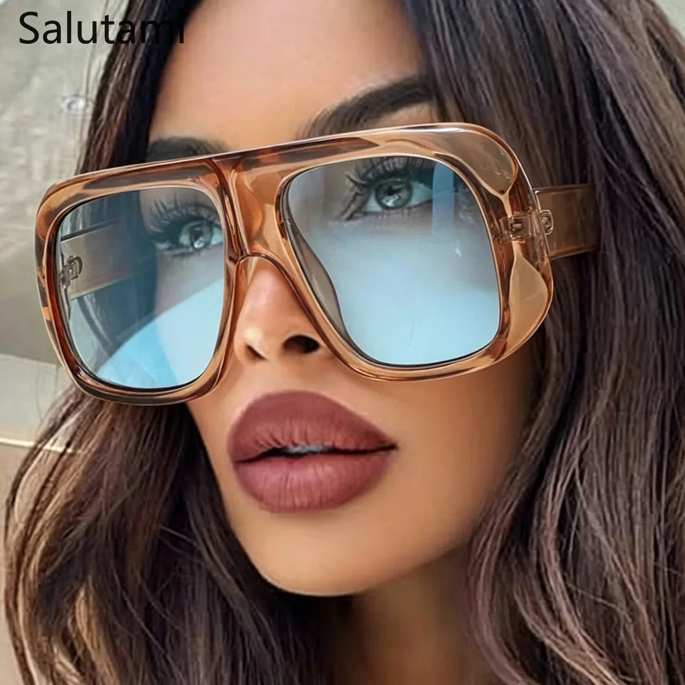 Sunglasses – Oversized Square – Plastic Frame – Black | KIMLUD