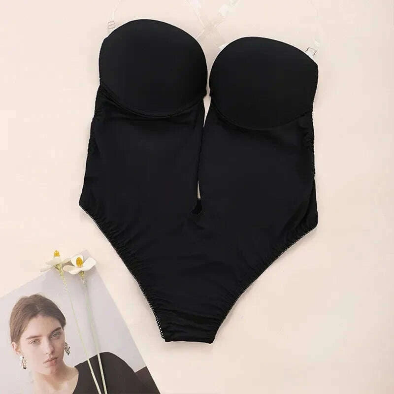 KIMLUD, Women Body Shaper Bra Backless Bodysuits Thong Invisible Tummy Control Shapewear Girdle Sheath Slimming Underwear Push Up Corset, KIMLUD Womens Clothes
