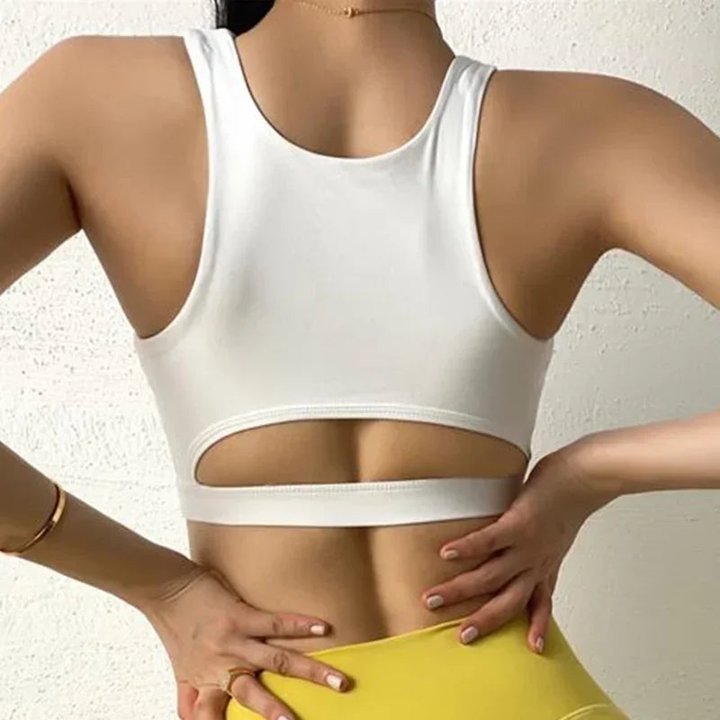 Moisture-Wicking Polyester Crop Top Shock-Proof Pads, Wireless Support — Black | KIMLUD