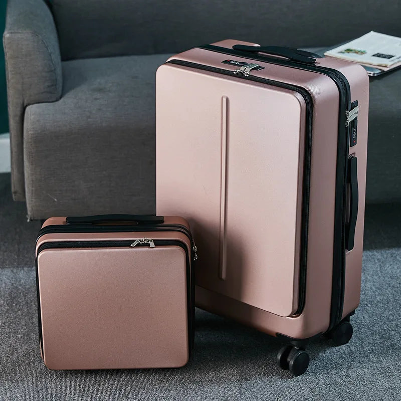 Suitcases Cabin Rolling With Spinner Wheels — Pink | KIMLUD