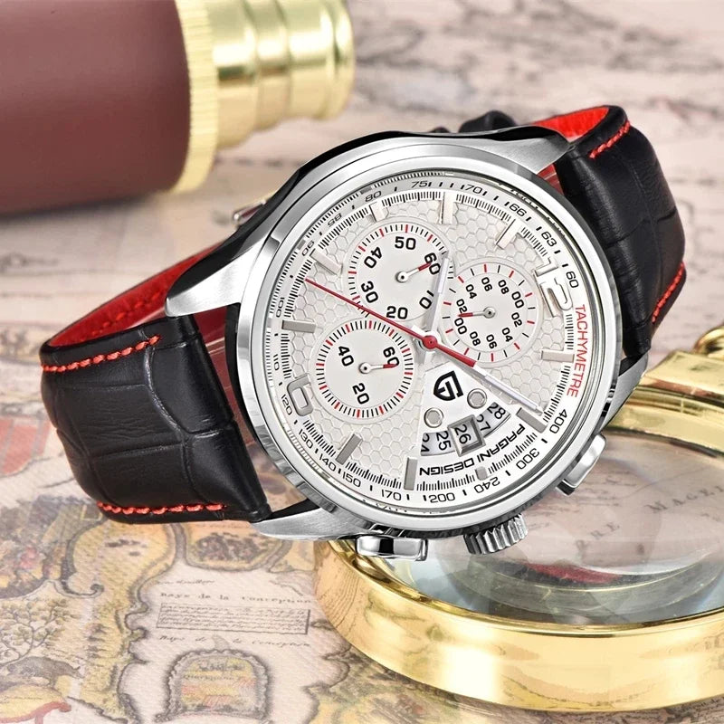 Premium Military Leather Quartz Watch — Black | KIMLUD