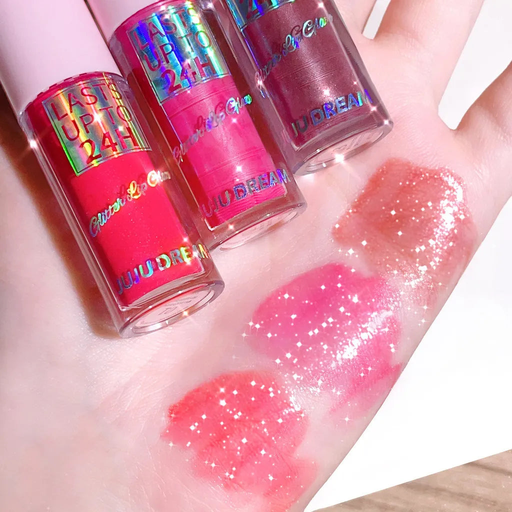 Glitter Lip Glaze Long Lasting — Pink Shimmer | KIMLUD