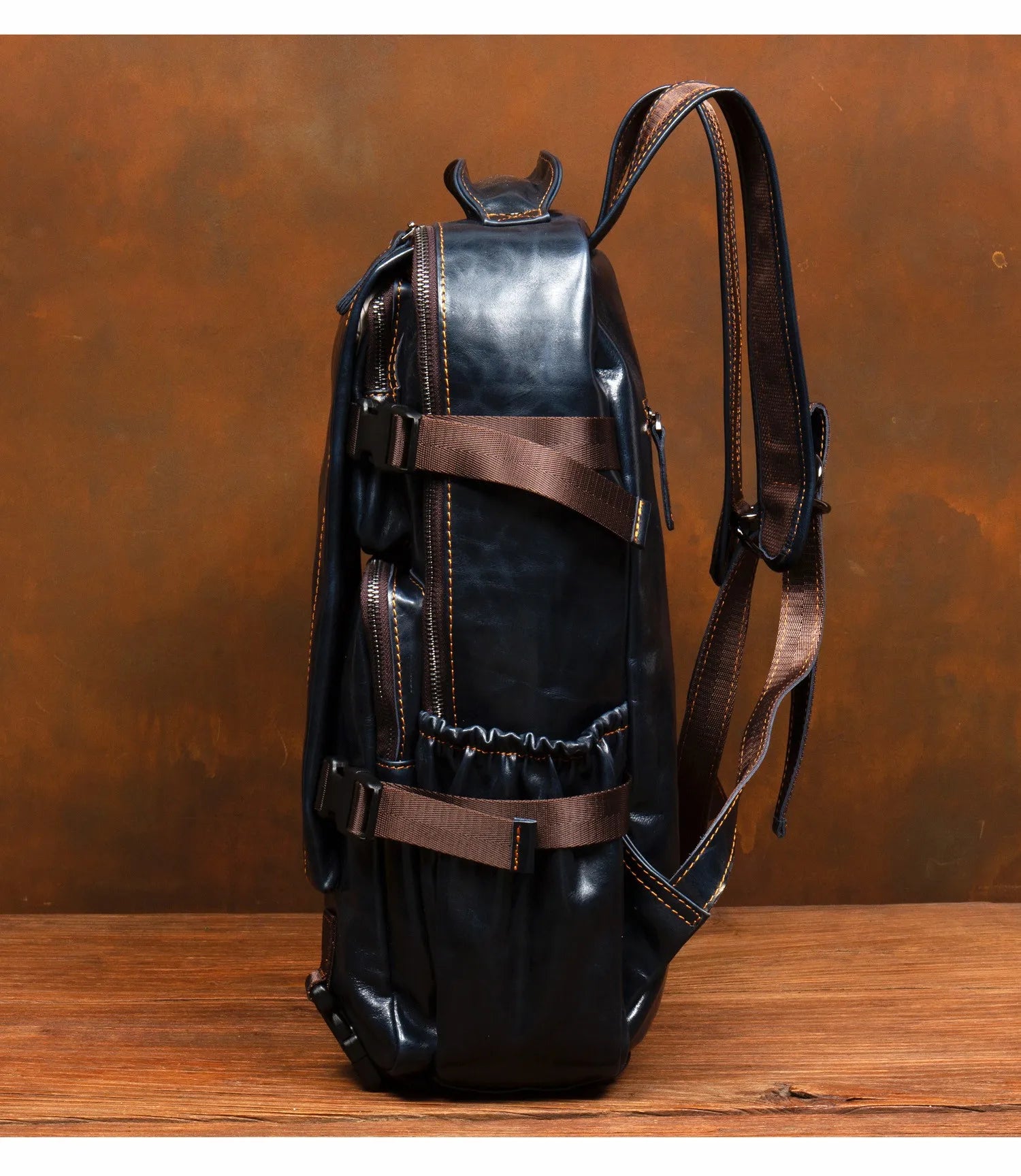 European Handcrafted Leather Backpack — Brown | KIMLUD