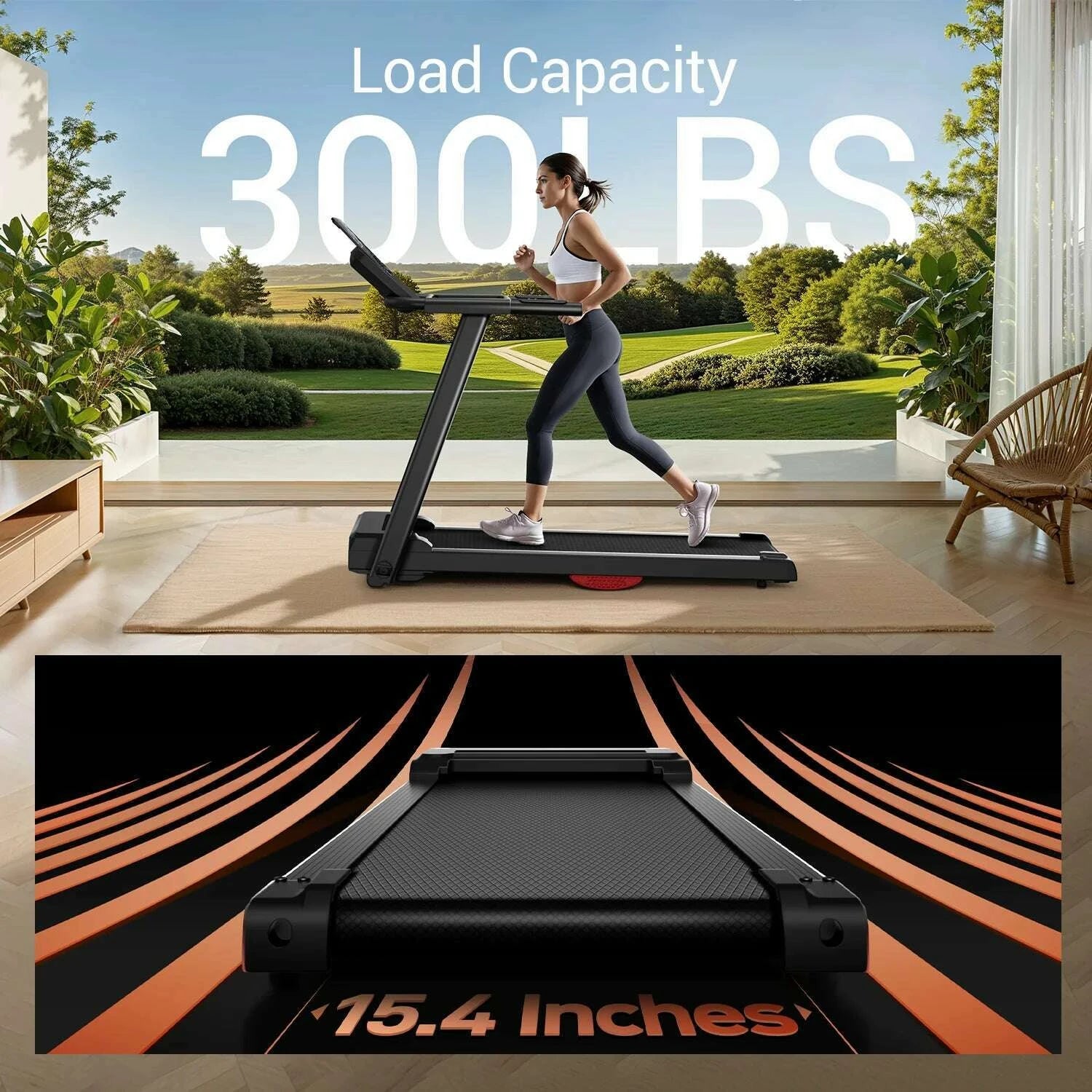 30hp-brushless-foldable-home-treadmill-300lb-capacity-hr-monitor-dual-shock-absorption-cupphone-holder-quiet-design-kimlud-kimlud-33921119