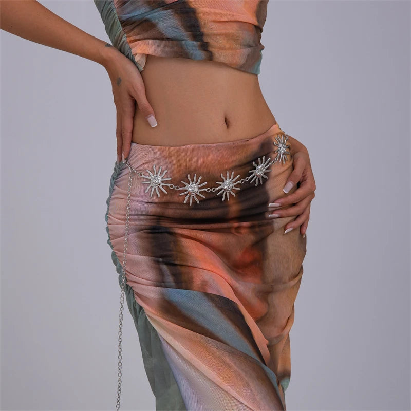 Ethnic Style Waist Chain Accessories Bohemia Versatile Belt Women's Dress High-end Waistband Retro Metal Star Sun Belly Chain