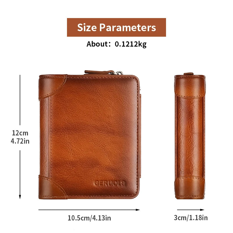 Men's Wallet – Compact RFID Protection – Genuine Leather Cowhide | KIMLUD