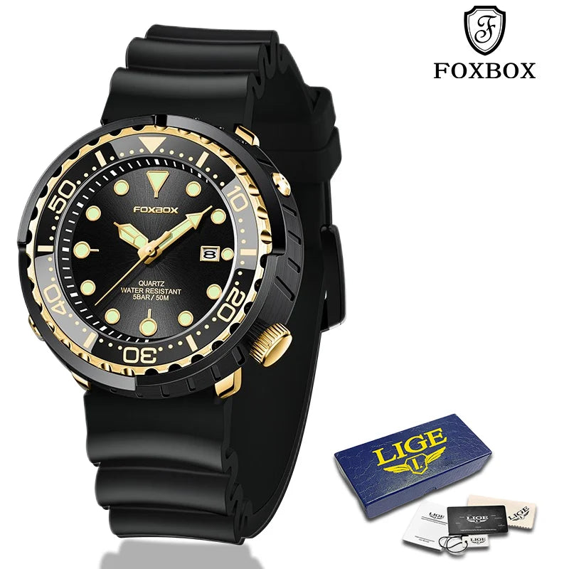 New Watch For Men Fashion Silicone Belt Chronograph Sport Wristwatch 50M Waterproof Luminous Dive Male Clocks Relogio Masculino