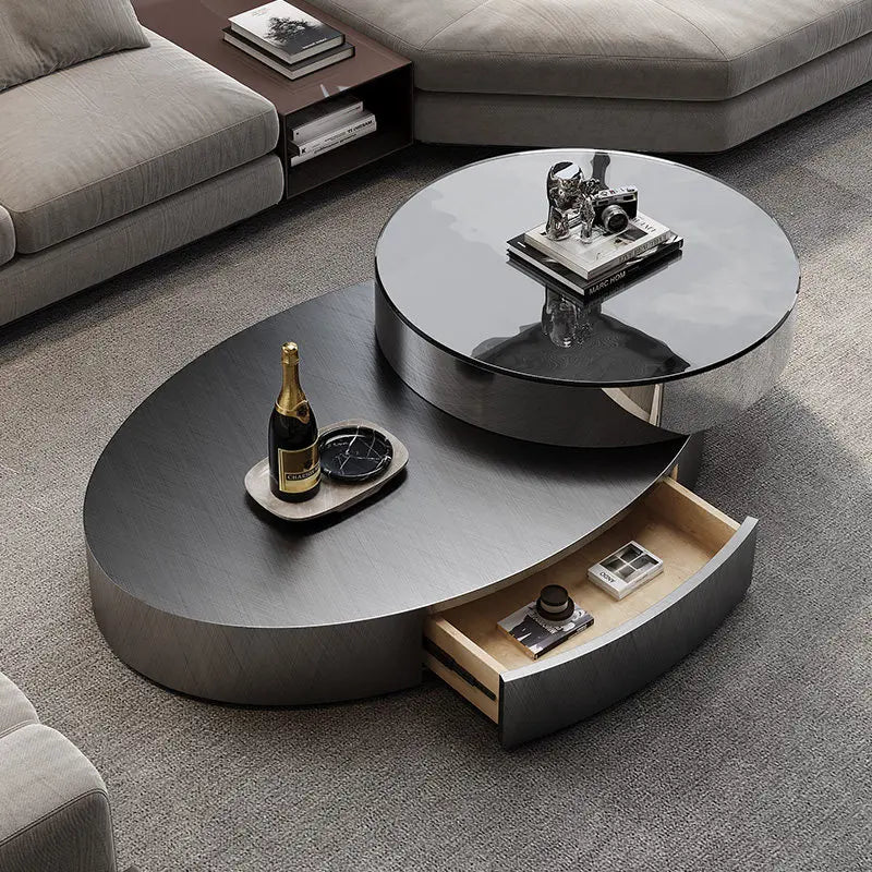 Italian Minimalist Coffee Table Unique Mechanism Round Aesthetic Side Table Simple Decoration Mesa Auxiliar Postmodern Furniture