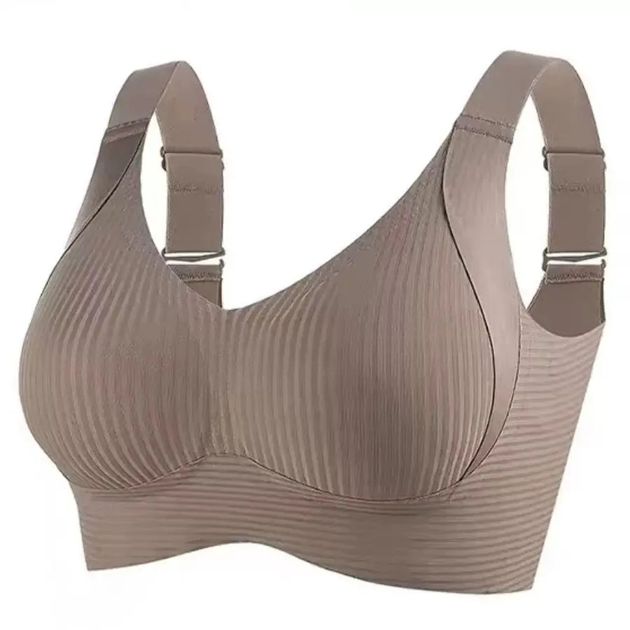 Seamless Wirefree Sports Bra With Side Bust Support And Gathered Fit — Black | KIMLUD