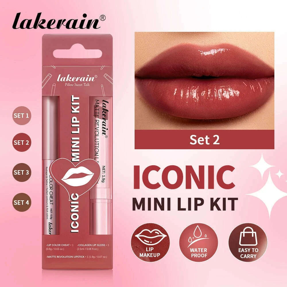 lakerain-3pcs-mini-matte-lipsticklip-glosslip-liner-set-precise-outline-three-dimensional-lip-plumping-lipstick-setkimlud-womens-fashion-34598985